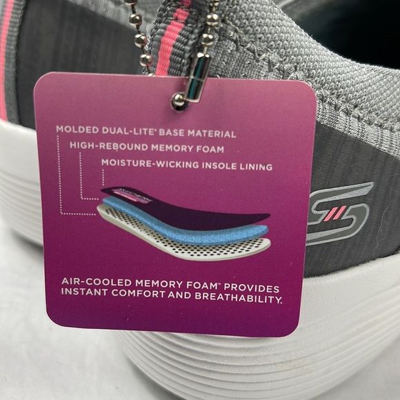 Skechers Ayra Slip-On Shoes Sneakers Air Cooled Memory Foam Gray Pink Si… - Picture 10 of 11